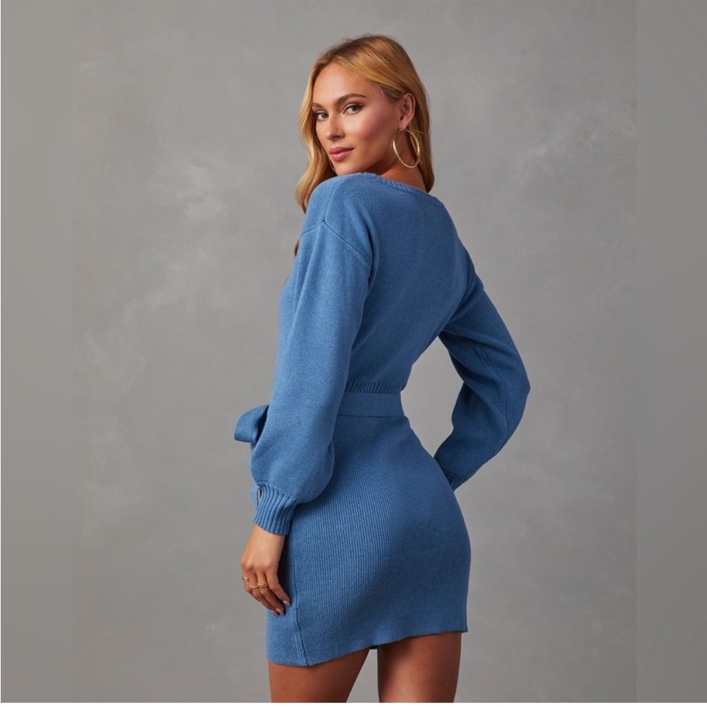 VICI Lorene Tie Waist Mini Sweater Dress - Picture 2 of 9